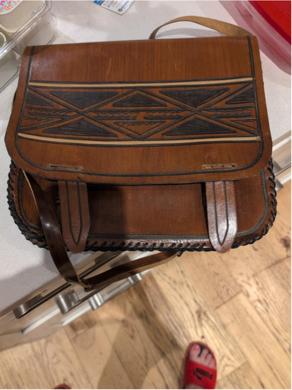 Women's Unbranded Leather Shoulder Bag One Size Brown and Black